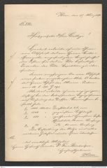 Nachlass Franz Steindachner, Brief von der Kais. Akademie der Wissenschaften, Sekretär der mathem.- naturwiss. Classe an Franz Steindachner (17.03.1891), Inv.Nr. 4.02, Seite 1